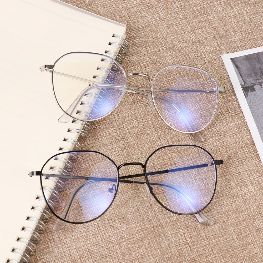 

Anti-Blue Light Myopia Glasses Metal Polygon Eye Glasses Frame Women Men Ultra Light Resin Optical Reading Glasses
