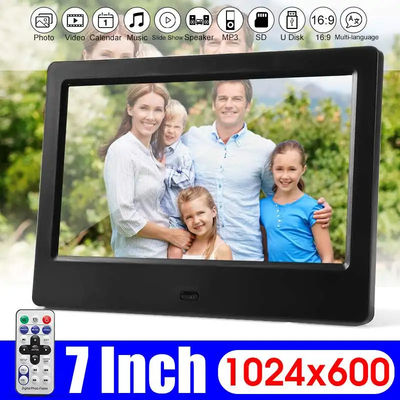 7 inch Screen Digital Photo Frames HD LED Backlight 1024*600 Full Function Picture Music Video Movie Electronic Album Gift