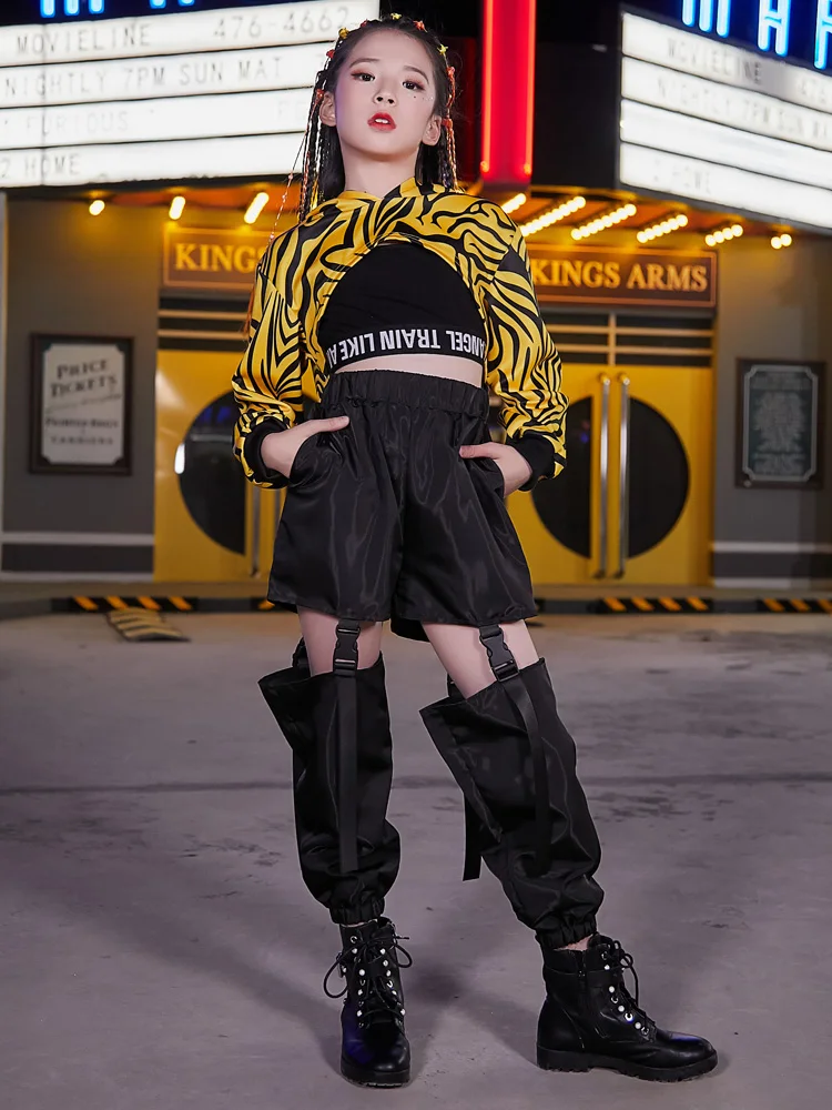 Танцевальный Костюм для маленьких девочек в стиле джаз тренд для девочек в стиле хип-хоп корейский осенний комплект одежды Детские костюмы