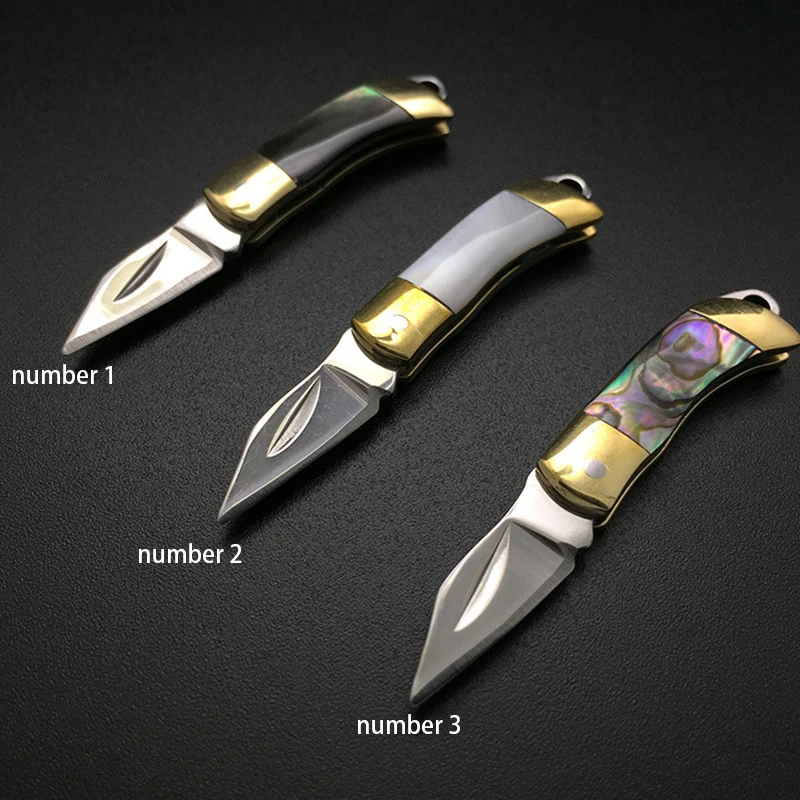 

Mini Beautiful Shell Necklace Folding Blade Knife Mini Pocket Wallet Keychain Knives Survival EDC Tool Cutter Peeler