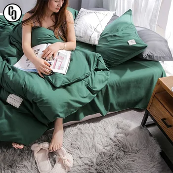 

GXC Luxury Dark Green Bedding Set Soft Printed Duvet Cover Flat Sheet Double Queen King Bed Linen Bed Sheet Quilt Cover
