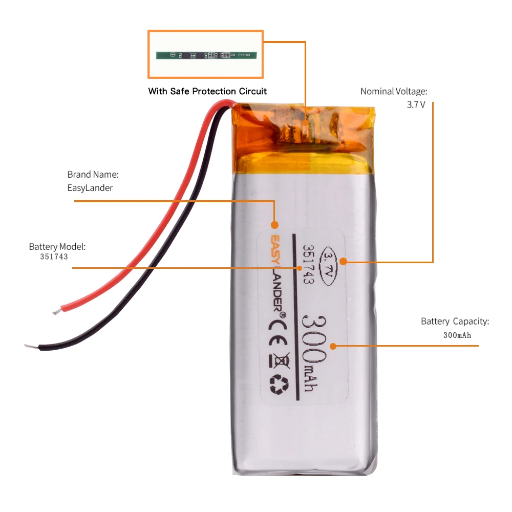 351743 3 7 В 240 мАч Идеальная замена для Sony Walkman NWZ B172F|Перезаряжаемые батареи| |