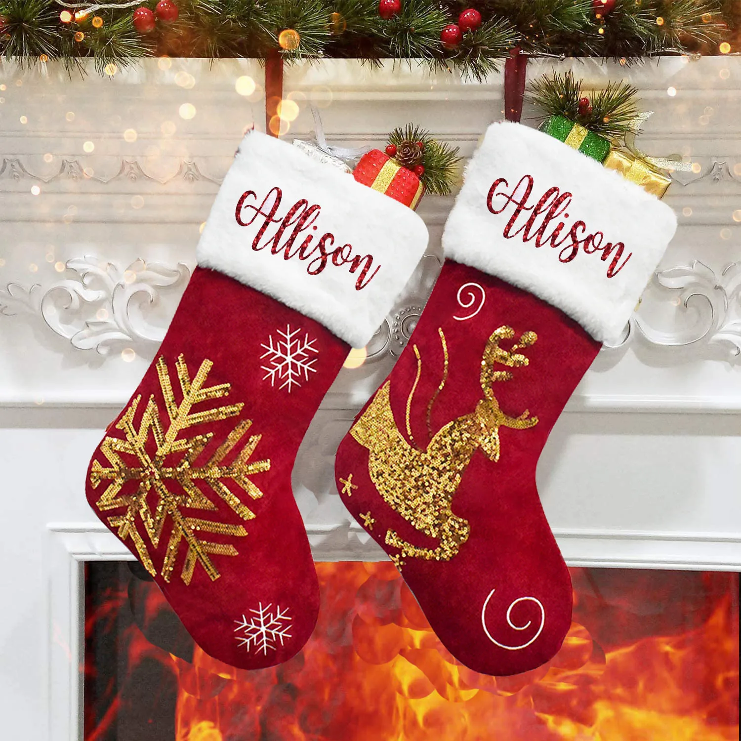 Personalised Christmas Stocking Santa Sack Christmas Eve Bag First Gift Stocking Holiday Decorations