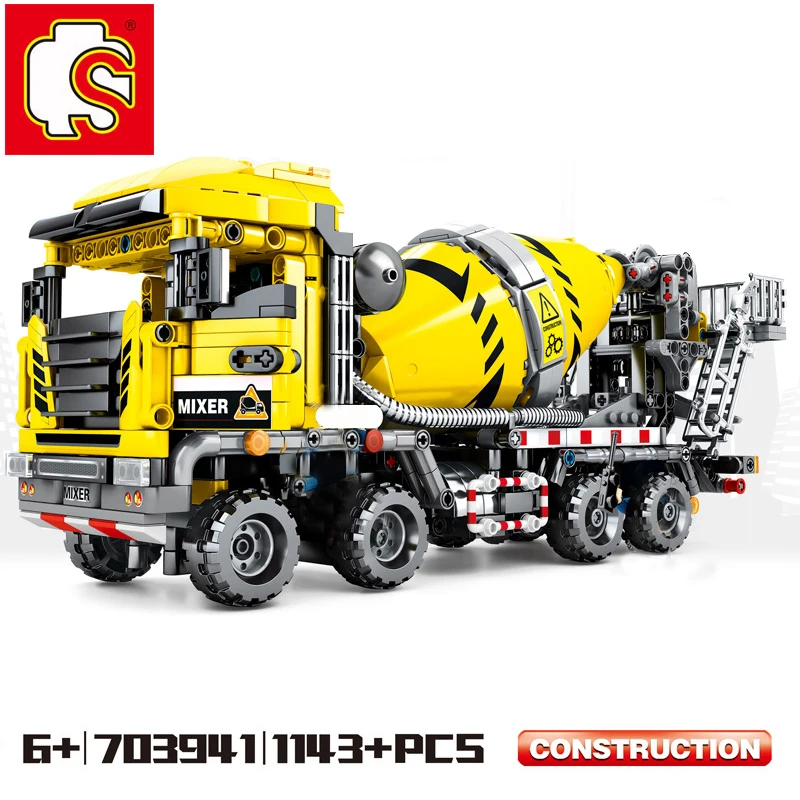 sembo City vehicle Concrete truck high-tech Kran Bagger Construction Moc Engineering Model Building Bricks Blocks toy | Игрушки и хобби