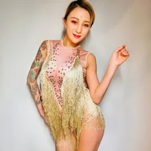 Женские костюмы для джазовых танцев, стразы, боди, Dj Ds, комбинезон, одежда для выступлений на шесте, Gogo, танцевальные костюмы с кисточками DC3480