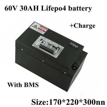 

LiFepo4 60V 30Ah Lifepo4 Battery Pack with BMS LCD Displayer for 72V Tricycle Three Wheeler Motorcycle Ebike + 3A Charger