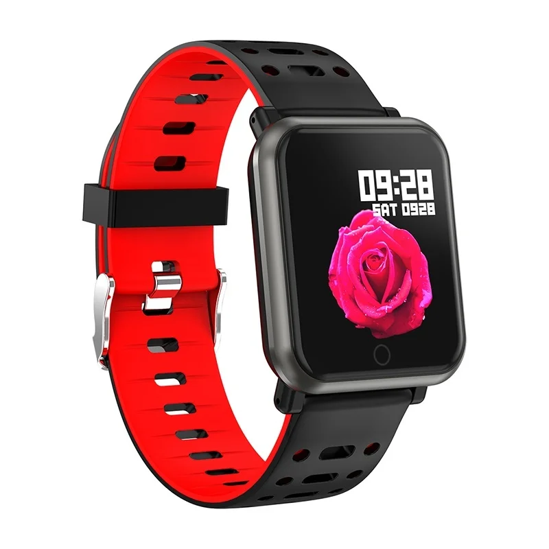 Red P11 Bluetooth Смарт-браслет, часы, трекер сердечного ритма, кровяное давление, кислород, здоровье, шагомер, спортивный фитнес-браслет, ремешок - Цвет: Red