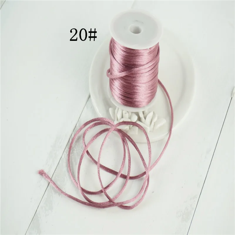 Popular colors 2mmX10m/roll Braided Macrame Silk Satin Nylon Cord Rope DIY Making Findings Beading Thread