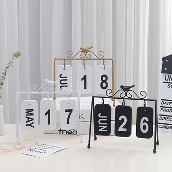 

Wrought Iron Flip Calendar Creative Bird Decoration Durable Desktop Ornaments Metal Crafts for Office Home Table Decoraiton New