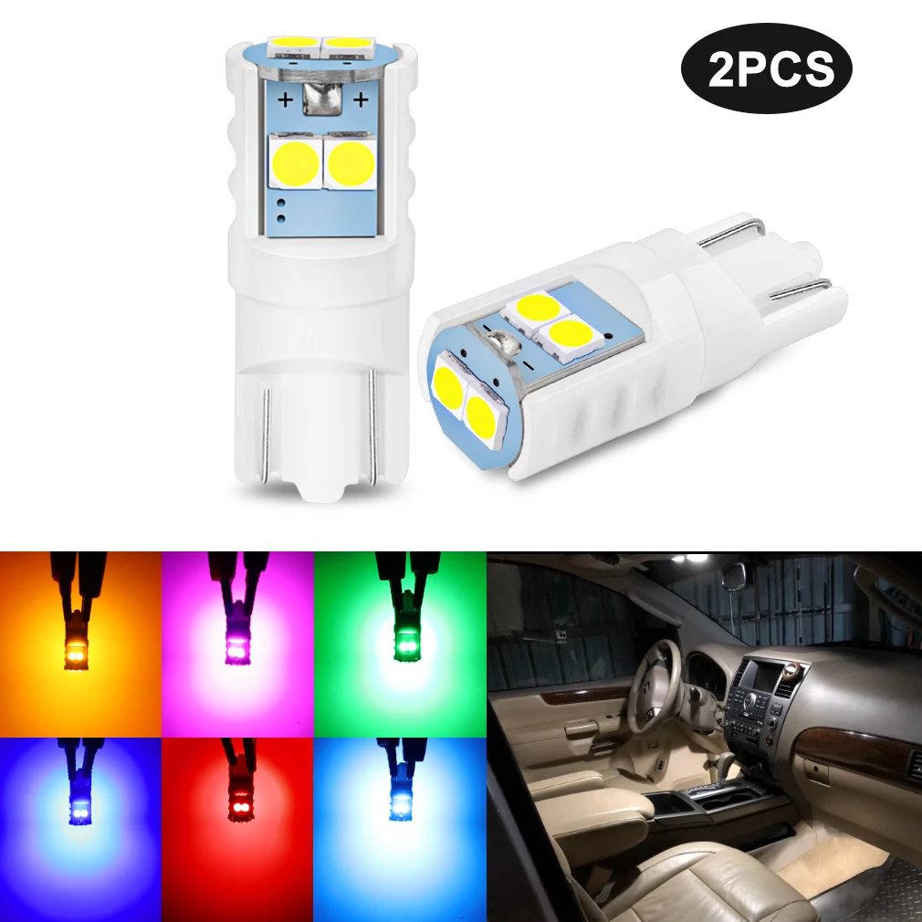 

2 шт., Сверхъяркие лампы для чтения T10 W5W 194 168 Φ 3030 6SMD