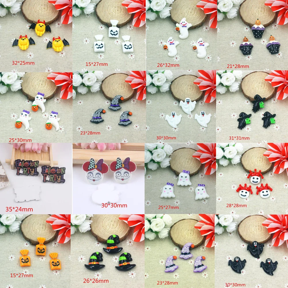 

30 pcs Planar Resin Halloween Flatback Cabochon Miniature Art Supply Decoration Charm Craft phone Decoration DIY Jewelry
