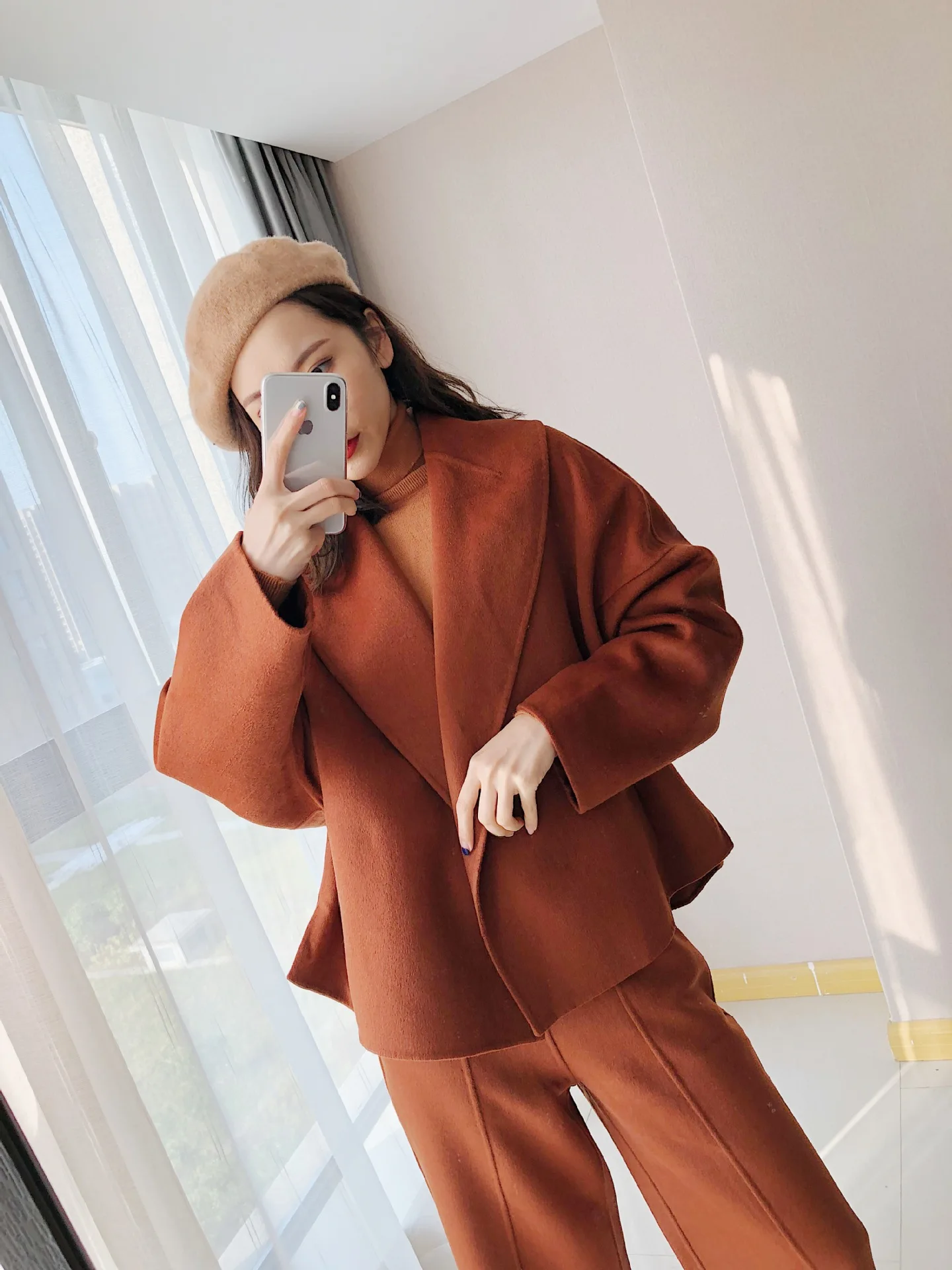 High Quality Elegant Lady Double-sided Cashmere Wool Coat Loose Casual Windproof Feminine Coat Long Sleeve Winter Long Cardigans
