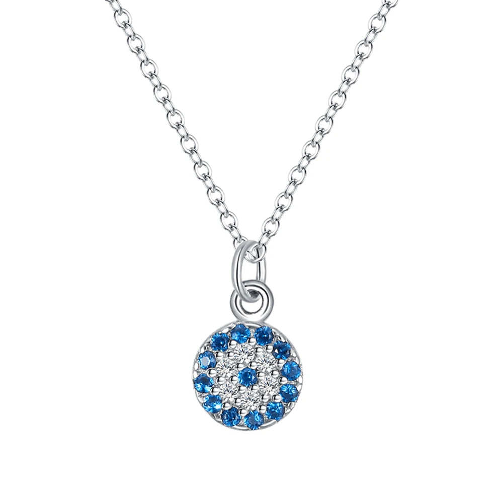 

S925 Sterling Silver Devil's Eye Pendant Necklace Women Retro Blue Eye Temperament Blue Diamond with All Kinds of Silver Jewelry