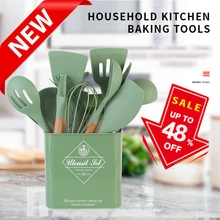 2021 Silicone Cooking Utensils Set Cooking Tools Set Premium Silicone Kitchen Accessories Tools With Storage Bucket Kitchenware