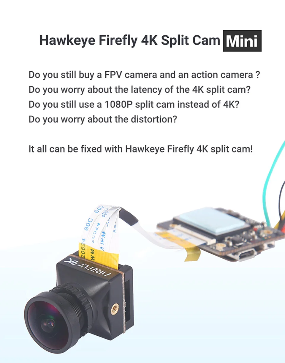 Hawkeye Светлячок 4K сплит-камера мини WDR сенсор с низкой задержкой ТВ выход для HD записи DVR RC Дрон FPV камера Квадрокоптер