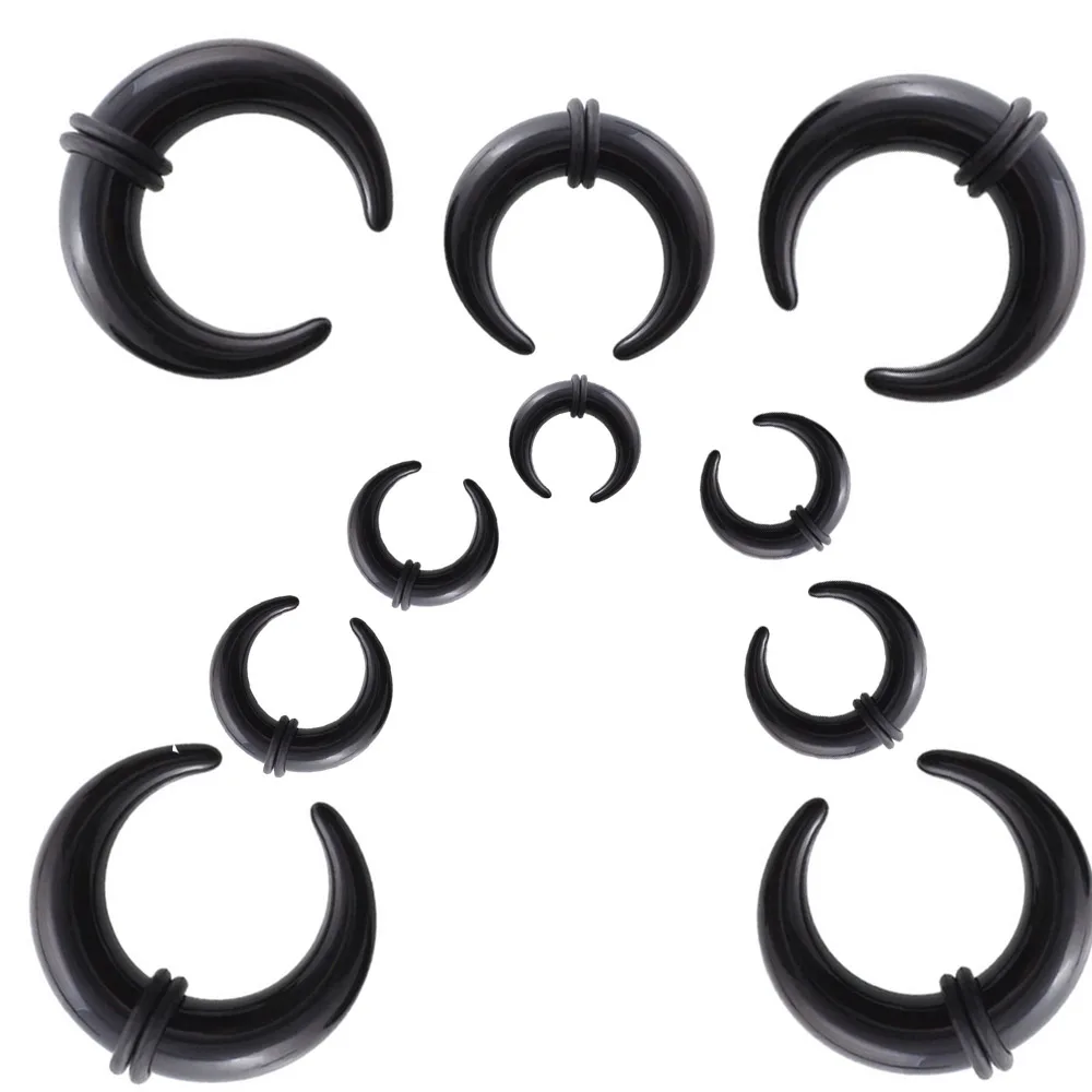 2 шт./лот, акриловые C Sahpe буйвола, поддельные пирсинг, ушной Пинчер, перегородка, кольца, пирсинг, черные ушные конусы, носилки с уплотнительными кольцами, ювелирные изделия