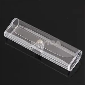 1PCS New Arrival Transparent Plastic Protector Case Soft Eye Glasses Storage Box Metal Button Sunglasses Box 150 x 45 x 25mm