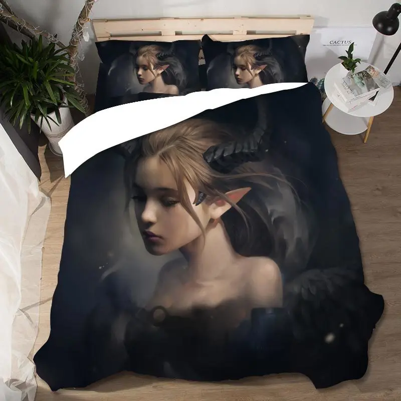 

Dark Devil Girl Bedding Set 3D High Quality King Size Bedding Set Girl Single Bed Linen Bed Sheet Pillowcases Microfiber Fabric