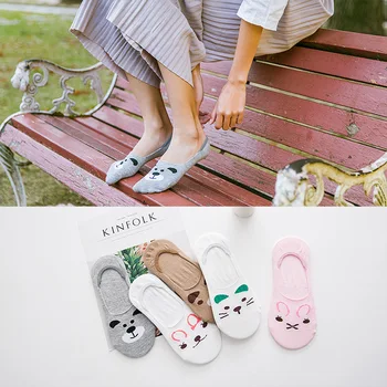 

Women Socks Cute Cartoon Breathable Soft Kawaii Short Ankle Socks Summer Mouse Cat Dog New Creative Pattern Street Trend Style