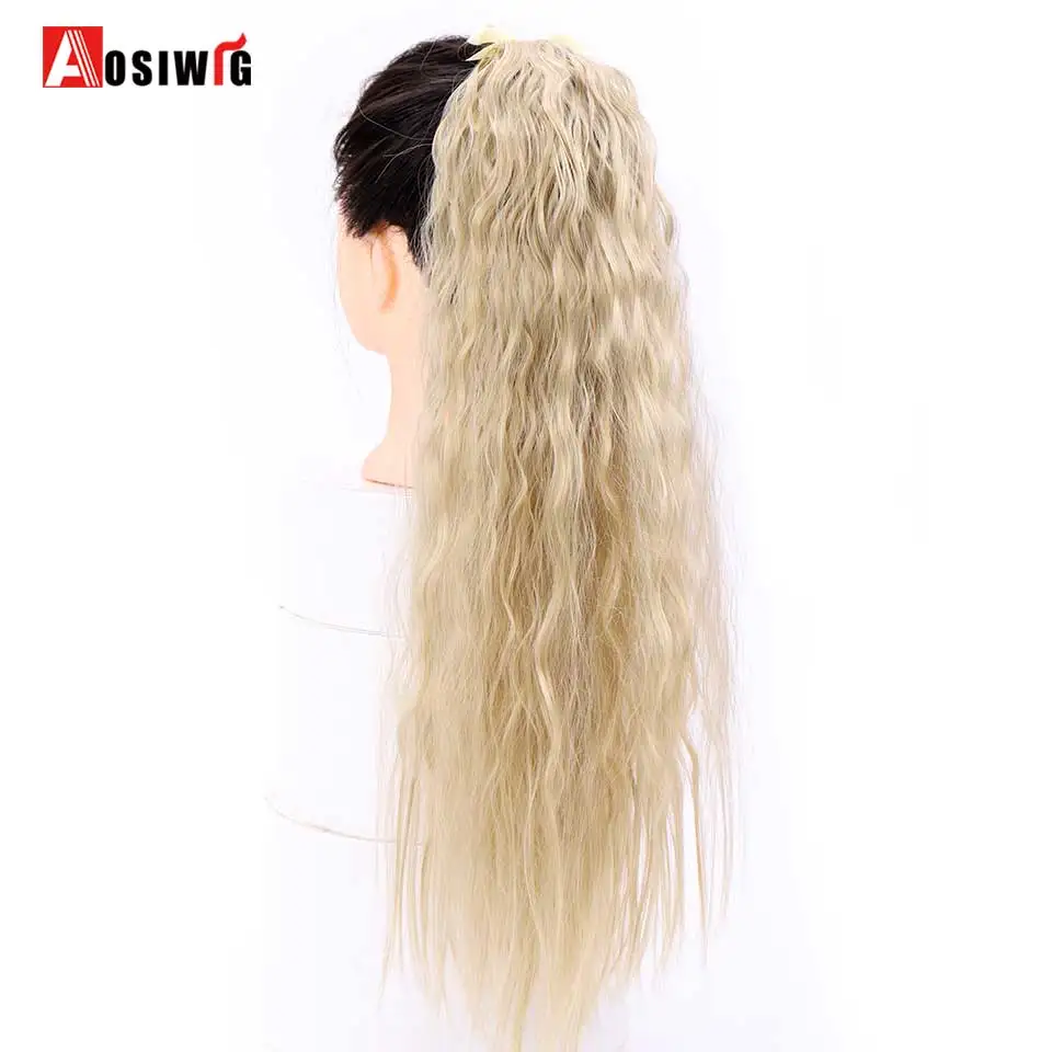 AOSIWIG длинный черный коричневый кудрявый шнурок конский хвост высокая температура синтетический женский парик волос зажим для наращивания для всех женщин - Цвет: 107