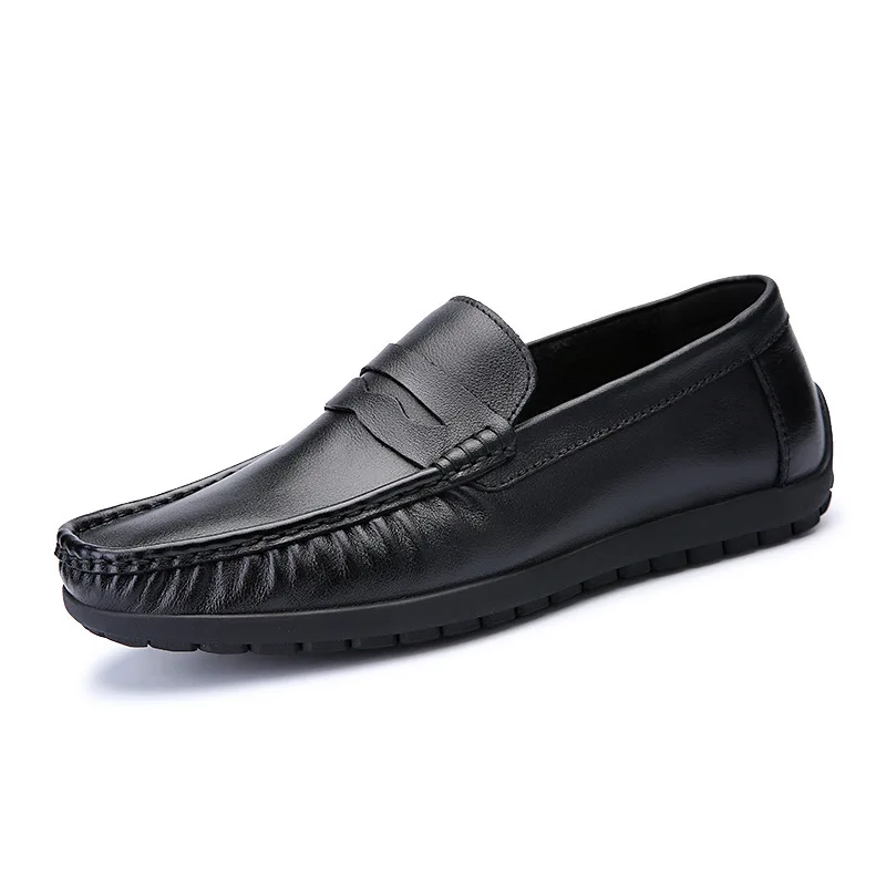 

2019 Spring New Style Men First Layer Genuine Leather Moccosins England City Foot Covering Loafers Driving Men's Shoes
