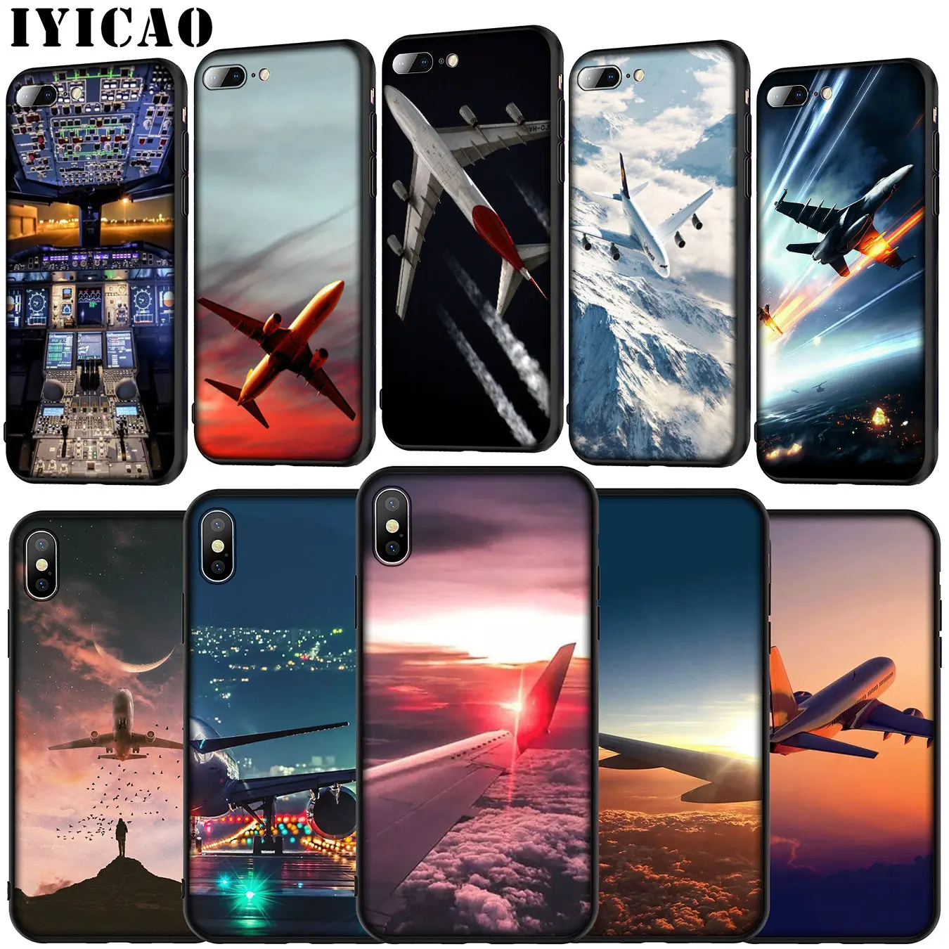 IYICAO aircraft plane airplane aeroplane Soft Silicone Cover Case for iPhone 11 Pro XR X XS Max 6 6S 7 8 Plus 5 5S SE Phone |