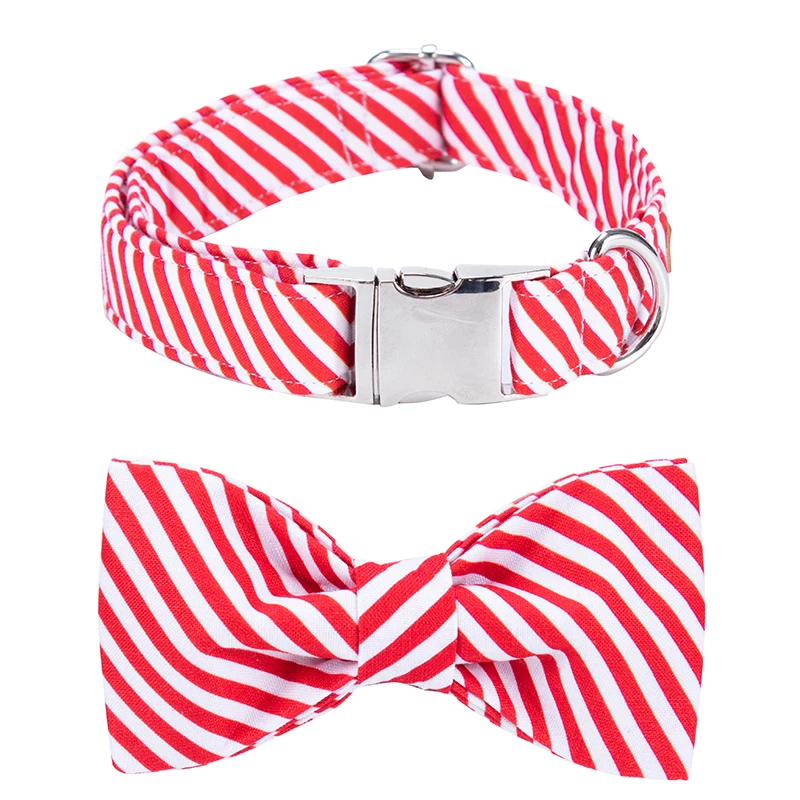 Unique Style Paws Christmas Dog Collar And Leash Set Bow Tie Flower