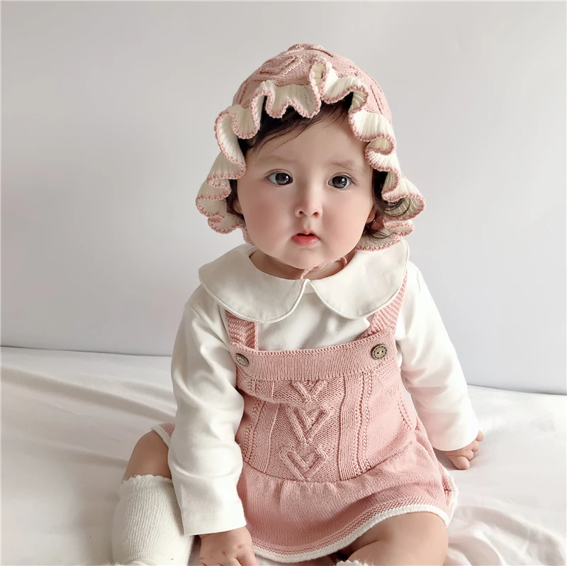 2022 spring and autumn baby rompers newborn girls clothes love lotus leaf knitted woolen jumpsuit fart triangle climbing suit black baby bodysuits	