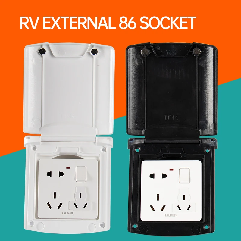 RV modified warehouse door external mains borrowing power socket door waterproof 86 boxes borrowing power socket