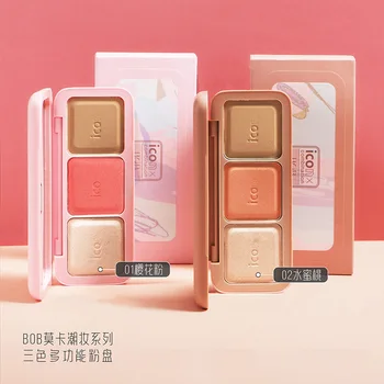 

Three-Color Multi-functional Powder Disc Pearly Lustre Trimming Blush High Light Combination Trimming Plate One-piece