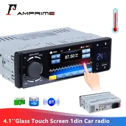 AMPrime 3006 автомобильный мультимедийный плеер 4,1 ''стекло сенсорный экран 1din автомобиля радио Встроенный Bluetooth/MP3/MP5/AUX/термометр дисплей