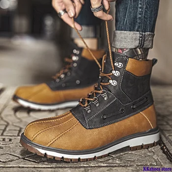

Shoes Men Winter Genuine Leather High Top Ankle Warm Casual High Quality Outdoor Fur Plush Men Winter Snow Boots Big Size 56 O5
