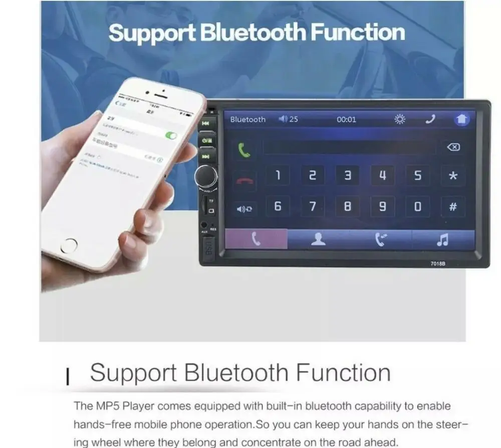 2 Din автомагнитола " HD Автомобильный мультимедийный плеер 7018B Авторадио Bluetooth MP5 USB аудио стерео с 8 камера заднего вида со светодиодной подсветкой управление