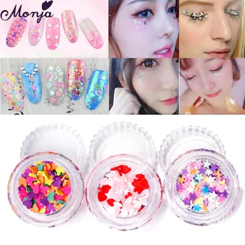 

Monja 3 Styles Nail Art Polymer Soft Clay Flakes Heart Star Mouse Pattern Self-adhesive Colorful DIY Sequins Manicure Decoration