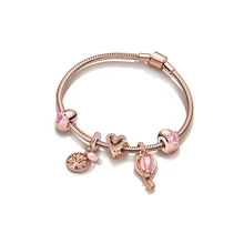 

Wholesale 925 Sterling Silver DIY Bracelet Jewelry For Women Fashion Gift Mujer Bijoux Making Original Rose Gold Beads Bracelets