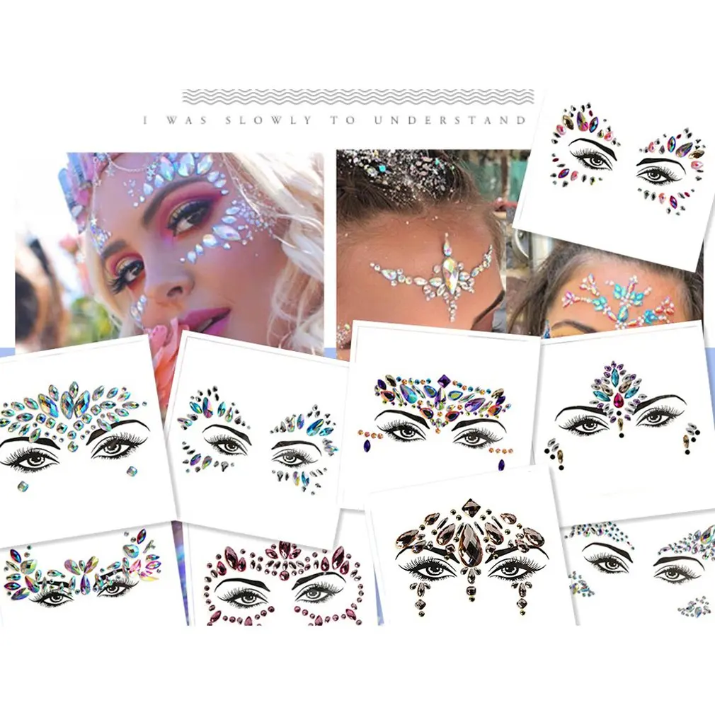

Masquerade Face Sticker Diamond Acrylic Resin Diamond Face Sticker Rhinestone Face Sticker Crystal Diamond Party Toy