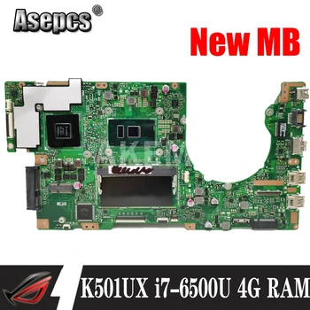 شراءAkemy K501UX اللوحة الأم لأجهزة الكمبيوتر المحمول For Asus K501UX K501UB K501U K501UX DDR3 4GB-RAM I7-6500U ث/GTX950M بطاقة الرسومات اللوحة الرئيسية