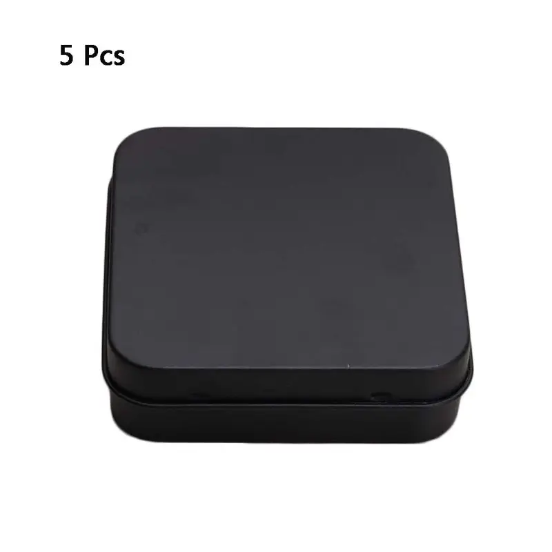 

5 Pcs Mini Metal Tins Container Square Hinged Flip Storage Tin Box Small Kit Case Jewelry Coin Candy Condom Organizer Portable