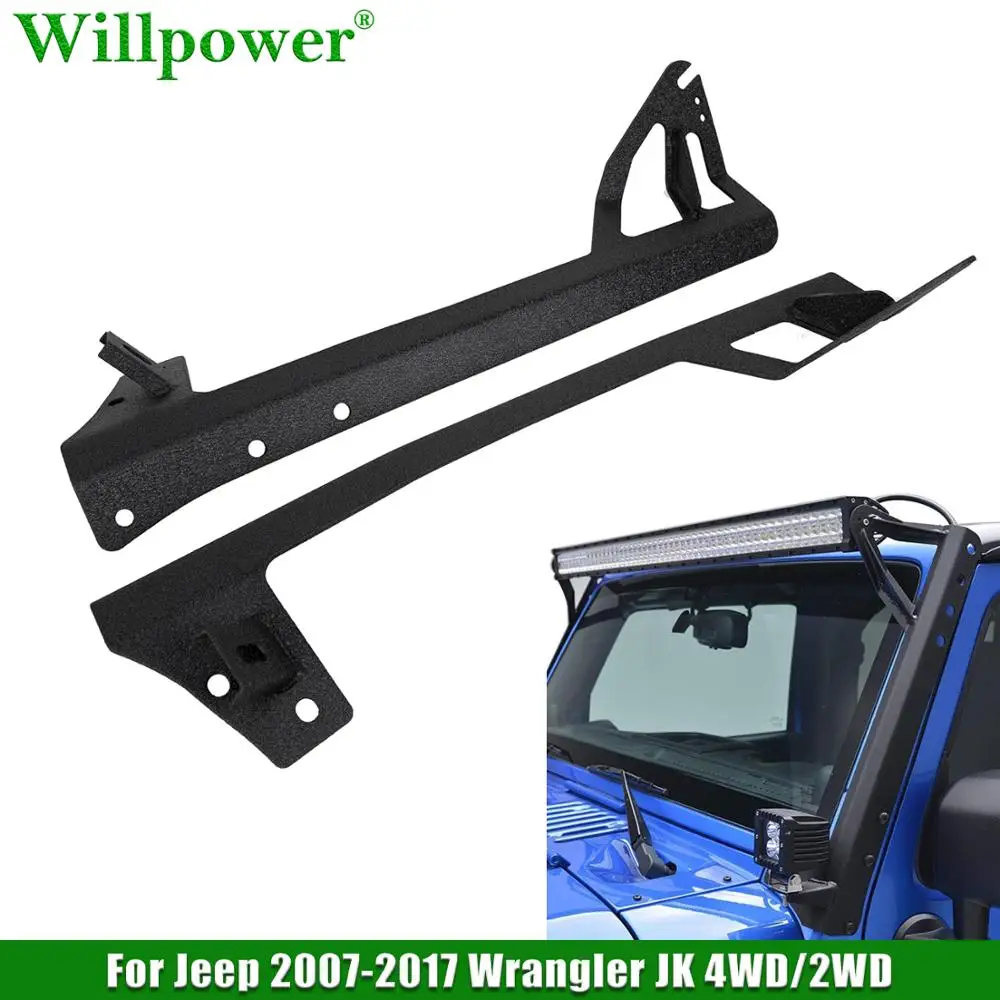 

For Jeep Wrangler 52" LED Light Bar Upper Windshield Mounting Bracket Lower Corner Bracket For 2007-2017 JK 2WD 4WD Unlimited