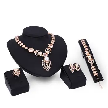

Hot Imitation Pearl Wedding Necklace Earring Sets Bridal Jewelry Sets for Women Elegant Party Gift Fashion Costume