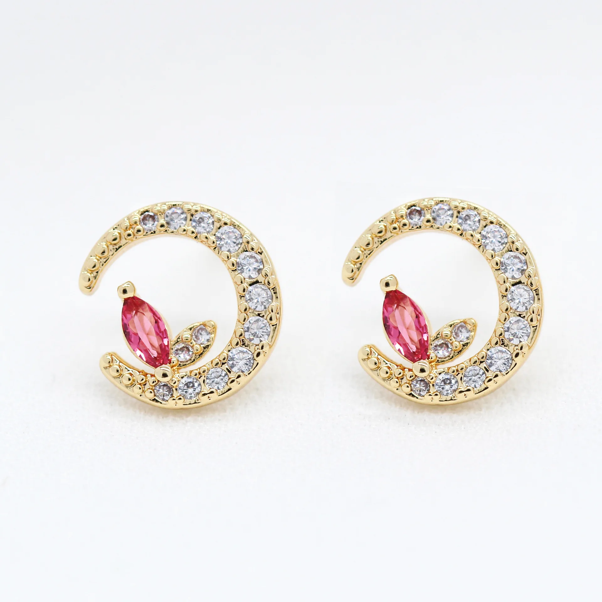 

Micro Inlaid Zircon Earrings Anti Allergy Needle Moon Earrings Stud Earrings Jewelry Aretes De Mujer Modernos Jewelry