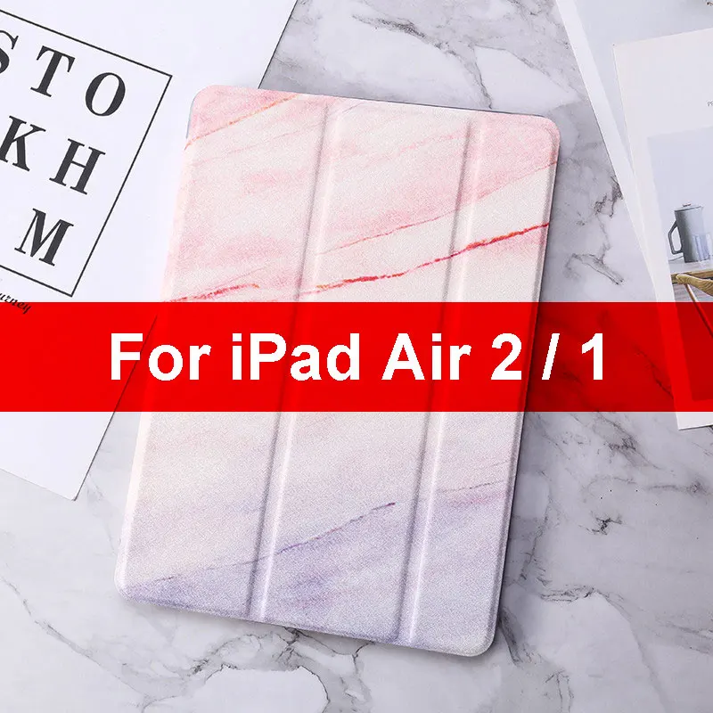 Для iPad 10,2 Air 2 1 чехол Мрамор из кожи с натуральным лицевым покрытием мягкий TPU чехол для iPad 9,7 Мини 123 iPad 2/3/4/5/6 Мини 45 чехол - Цвет: Pink Air 12