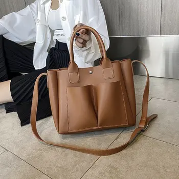 

Luxury Designer Shoulder Bag for Women 2020 PU Leather Solid Handbag Female Brand Large Capacity Crossbody Messenger Tote Bags