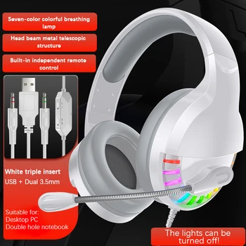 

7 Colors Lamps Telescopic Headset Over-ear Wired Gaming Earphones Headphones Deep Bass Stereo with Microphone for PS4 xbox Gamer