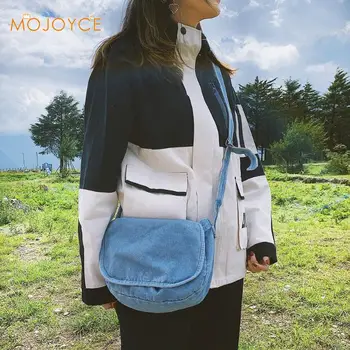 

Fashion Blue Denim Shoulder Bags Women Handbag Classical Messenger Bag Pure Color Casual Flap Shoulder Bag Purse Dropshipping