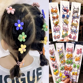 

Cute Colorful Cartoon Flower Princess Animals Hairpins Hairclips Children Elastic Hairbands for Girls Gift Hair Jewelry Sets
