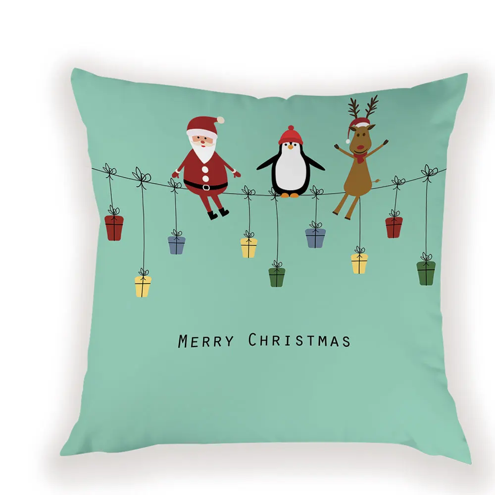 Christmas Decorations Cushion Cover Cartoon Santa Claus Cushion Decorative Bed Reindeer Case on The Pillow Merry Pillow Covers - Цвет: L1808-18