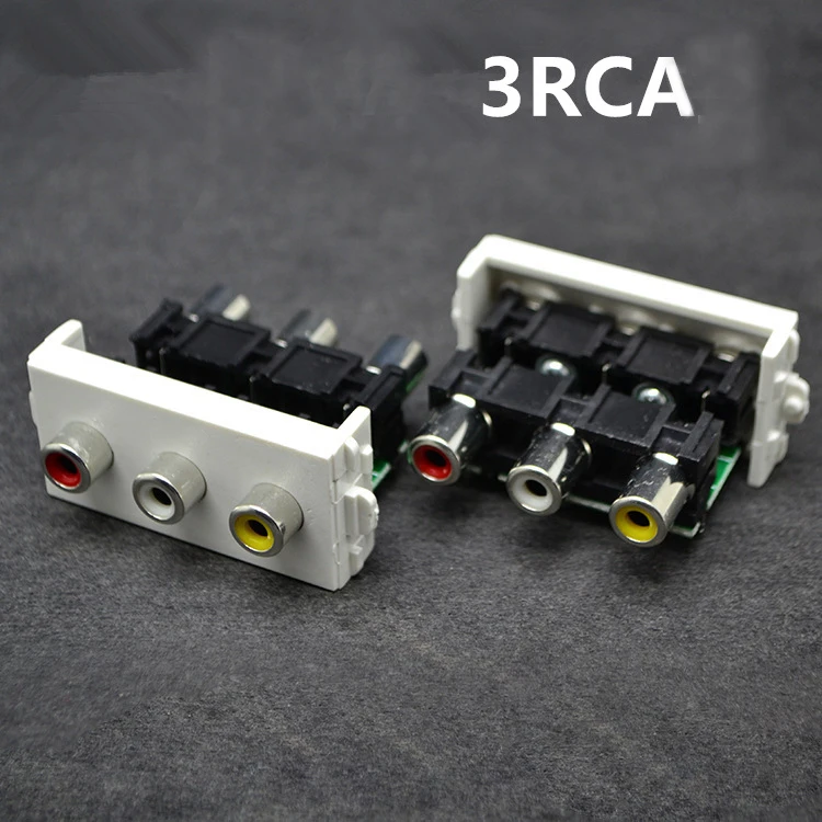 Настенная пластина с портами 2VGA+ 3RCA Белая настенная Лицевая панель