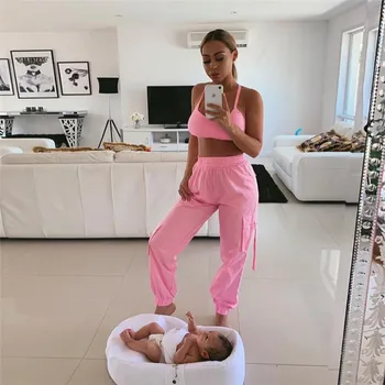 

European and American foreign trade heat autumn autumn new style women's dress fluorescent color casual pants vest set