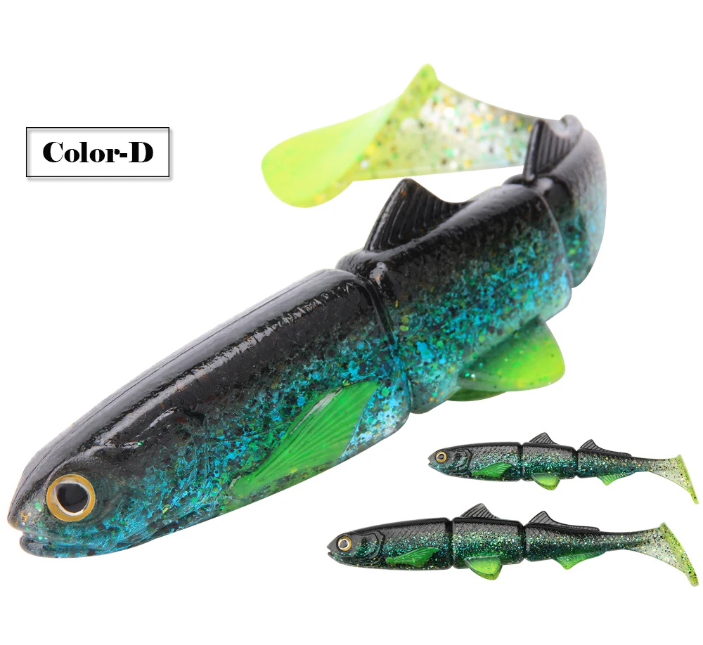 Spinpoler Pike Bass Fishing Lure 16cm/22cm 3 Jointed Soft Plastic Swimbait  T Tails Silicone Salt Water Freshwater 2022 Hot Sale